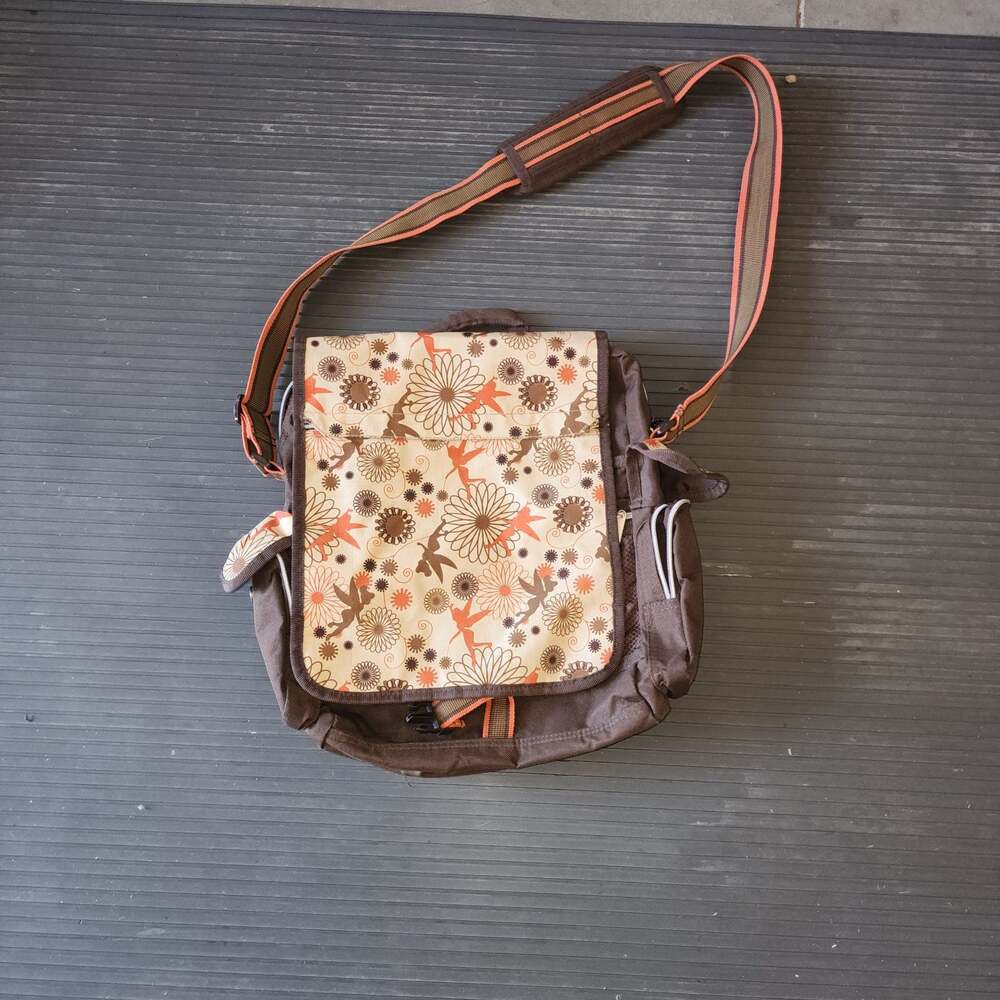 Disney Tinkerbell Skyway Luggage Brown Floral Messenger Crossbody Bag